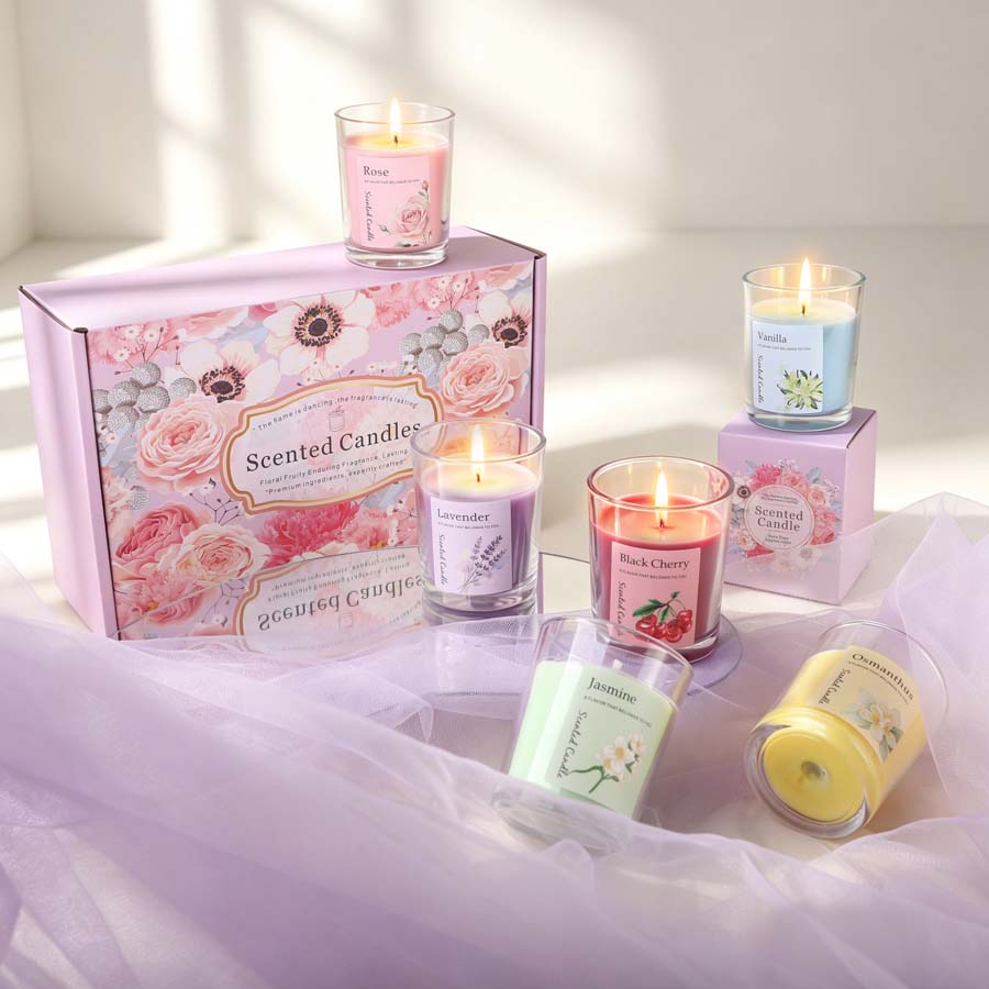 Home Fragrance Scented Candle - Набор ароматических свечей для ароматерапии, 6